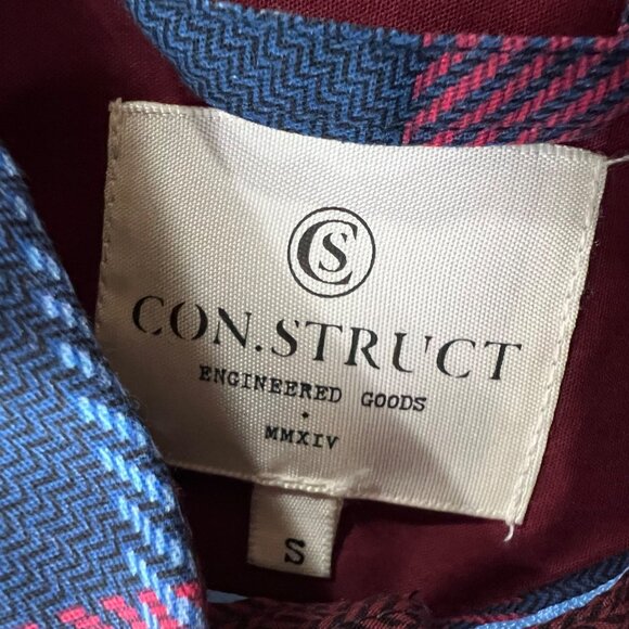 Con.Struct Plaid Lined Casual Button Up Shirt Red Blue Size Small NWOT - Picture 7 of 11